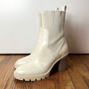 Dolce Vita Cream Chunky Heel Ankle Boots